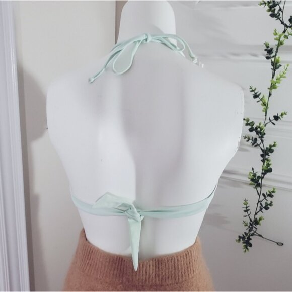 Light Mint Blue Bikini Top with Ruffles - Picture 2 of 7